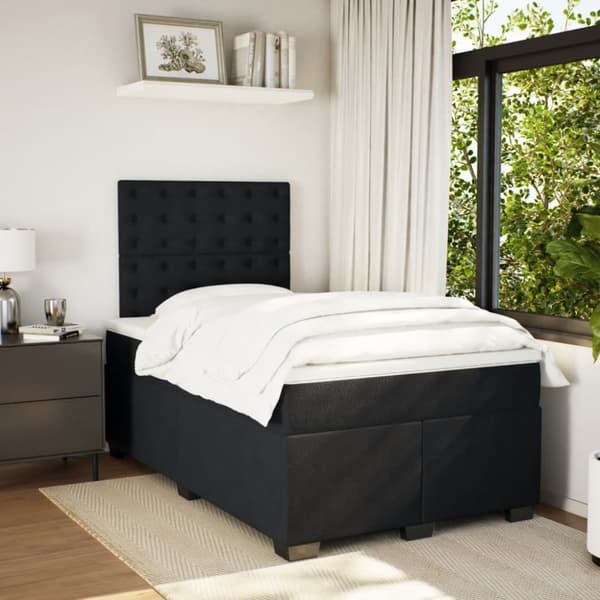 Ramsäng med madrass svart 120x190 cm sammet