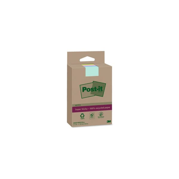 Notes POST-IT SS rec 102x152mm sort 4/fp