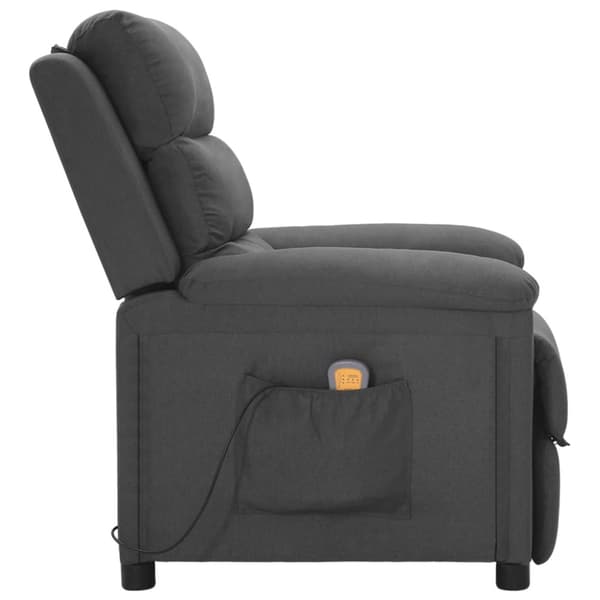 Massagefåtölj mörkgrå tyg