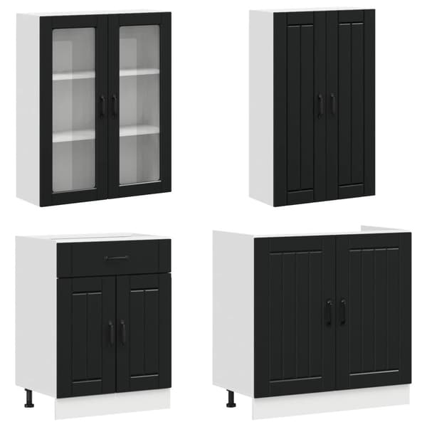 Köksenhet LUCCA 4 pcs Svart Konstruerat trä