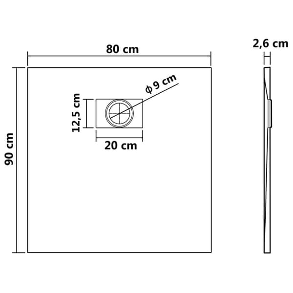 Duschkar SMC vit 90x80 cm