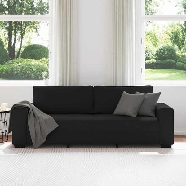 3-sitssoffa svart 220x77x82 cm tyg
