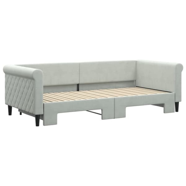 Dagbädd utdragbar ljusgrå 90x200 cm sammet