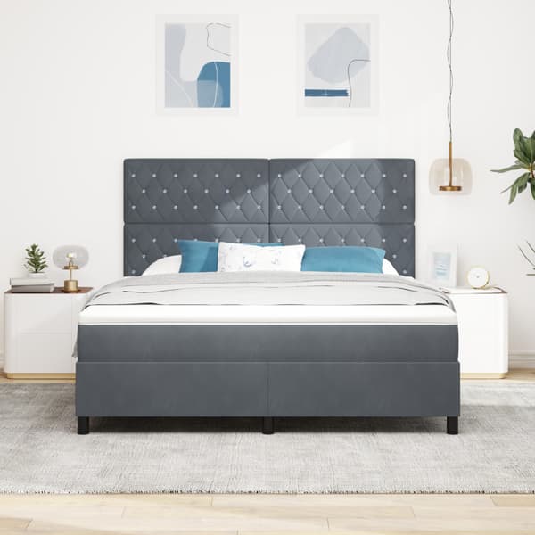 Bäddfjäder med madrass Mörkgrå 180 x 200 cm Sammet