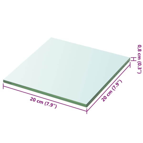 Hyllplan 2 st glas genomskinlig 20x20 cm