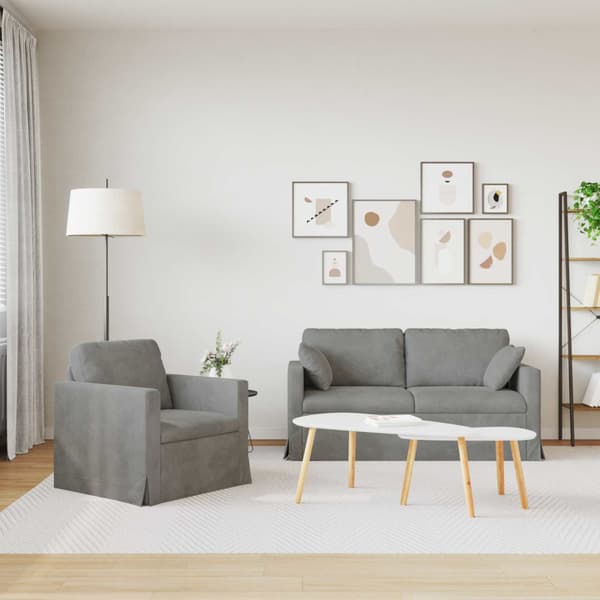 Soffset 2 pcs Ljusgrå 158 x 78 x 80 cm Sammet