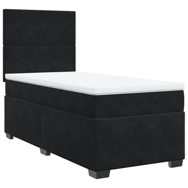 Ramsäng med madrass svart 90x190 cm sammet