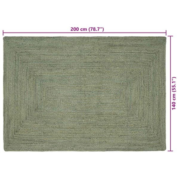 Områdesmattor Rektangulär Olivgrön 140 x 200 cm Jute