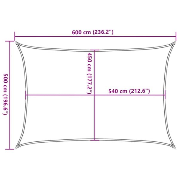 Solsegel 160 g/m² rektangulär ljusgrå 5x6 m HDPE