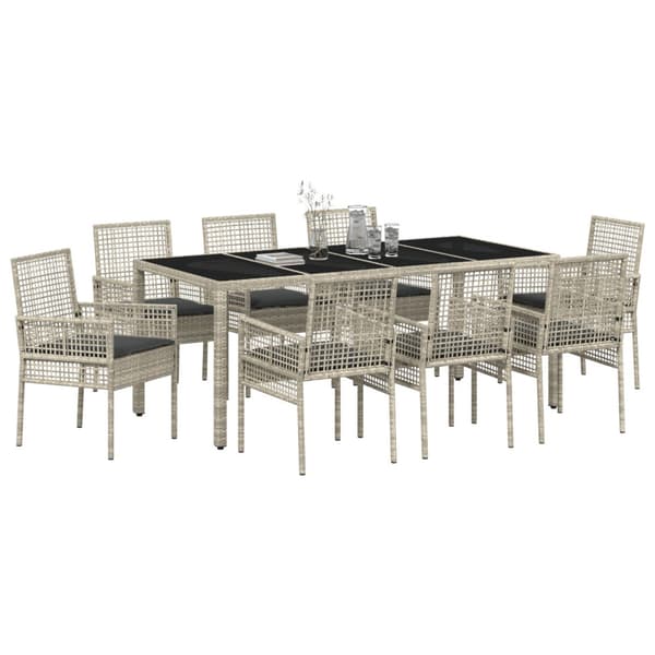 Trädgårdsmöbelset 9 pcs Ljusgrå konstrotting