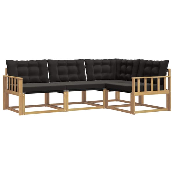 Utomhussoffset med kudde 4 pcs Vit och svart
