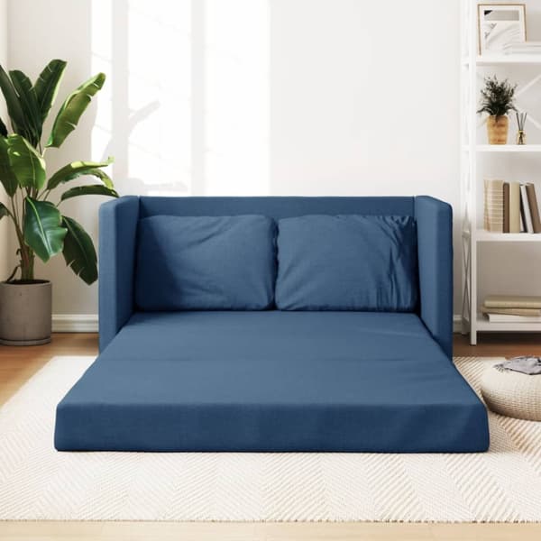 Golvbäddsoffa 2-i-1 blå 112x174x55 cm tyg