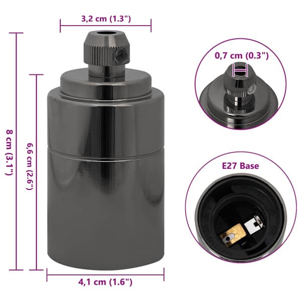 Lamphållare 2 st blank svart E27