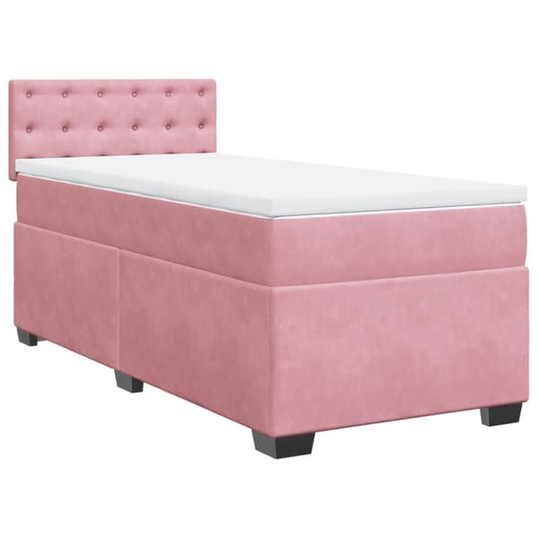 Ramsäng med madrass rosa 90x200 cm sammet