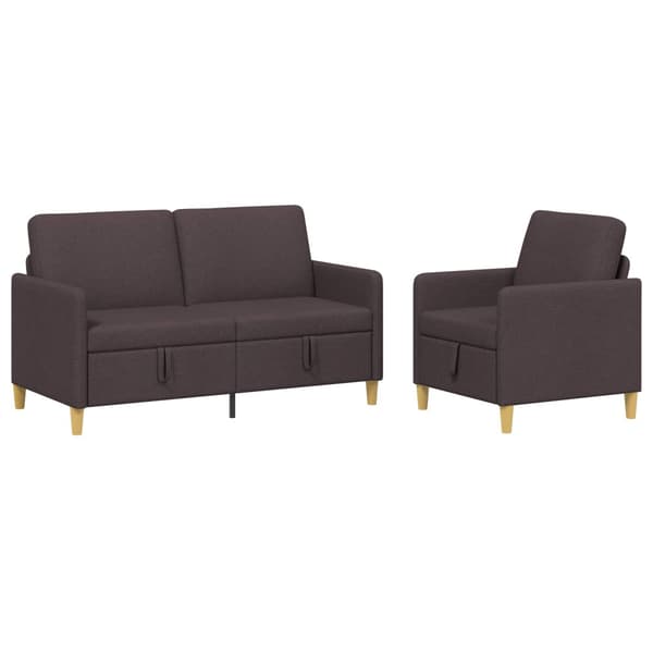 Soffgrupp med förvaring 2 pcs Mörkbrun Polyester