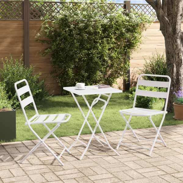 Trädgårds Bistro Set 3 pcs Vit Stål