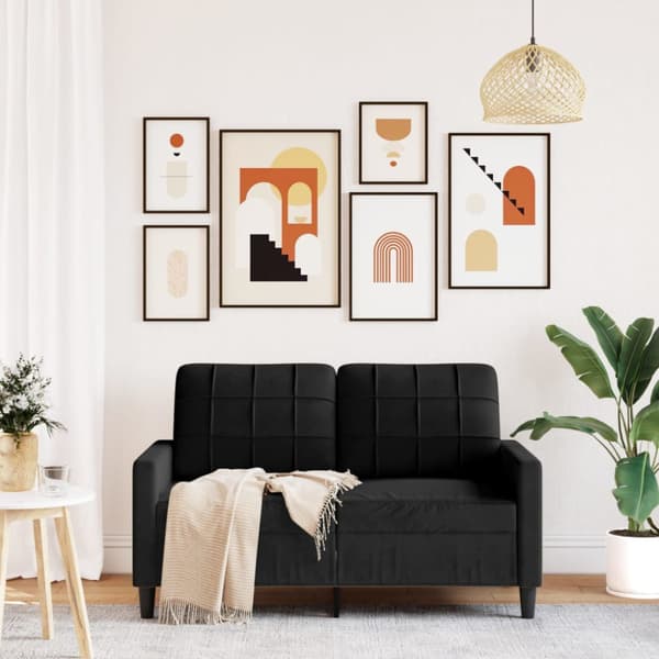 2-sitssoffa ljusgrå Svart 120 cm sammet
