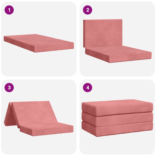 Fällbar Soffbed 80 x 67 x 45 cm Rosa