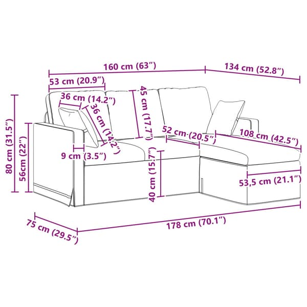 Soffa Svart 178 x 134 x 80 cm Sammet