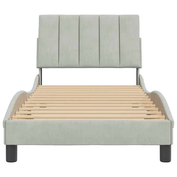 Bed Frame without Mattress "Hanko" Light Grey 90x200 cm Velvet
