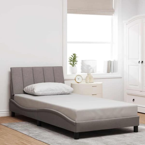 Bed Frame without Mattress "Hanko" Taupe 100x200cm Fabric