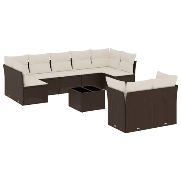 Loungegrupp 10 delar med brun dynor konstrotting