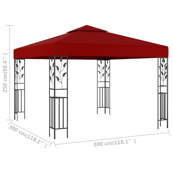Paviljong 3x3 m vinröd