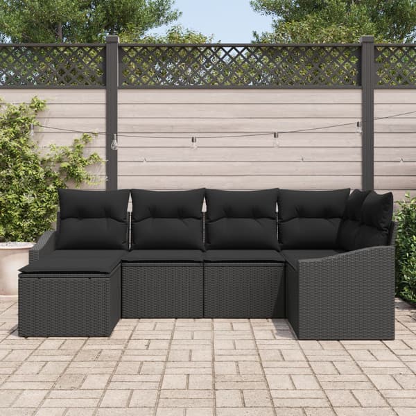 Soffset med kudde 6 pcs Svart konstrotting