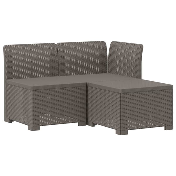 3-sits trädgårdsoffa med kuddar Rattan-look PP Ljusgrå