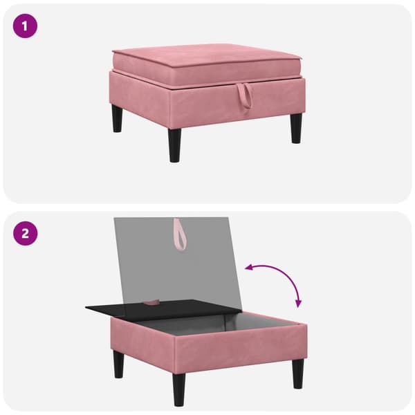 Soffpuff med förvaring Rosa Sammet