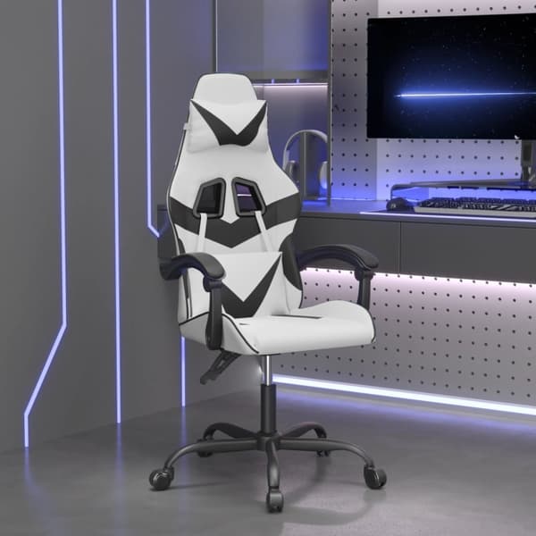 Gamingstol vit och svart konstläder
