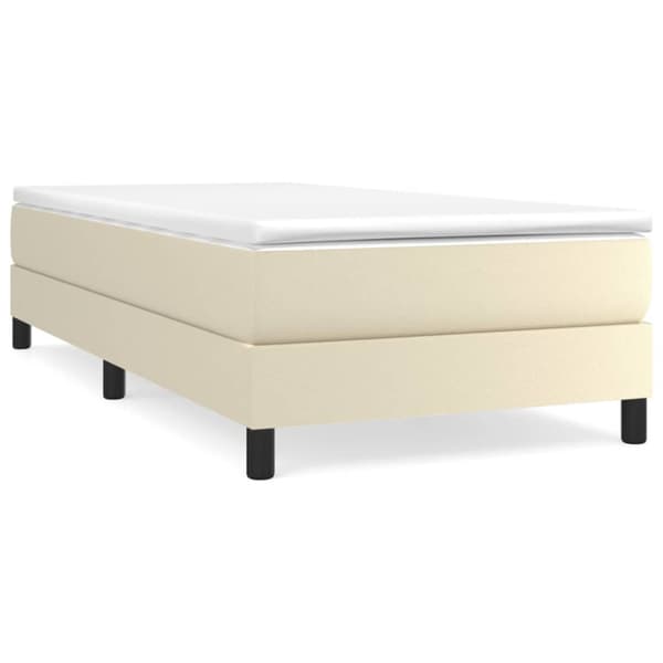 Boxspring-sängram gräddvit 90x190 cm konstläder