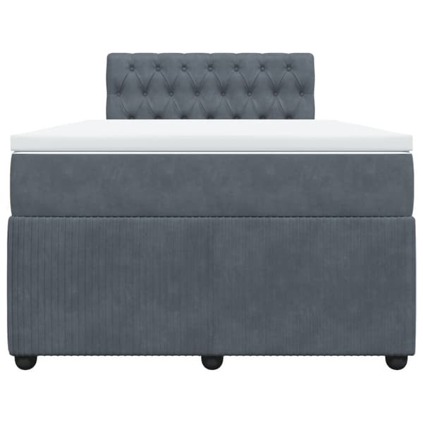 Ramsäng med madrass mörkgrå 120x200 cm sammet