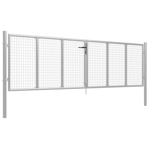 Trädgårdsgrind galvaniserat stål 400x100 cm silver