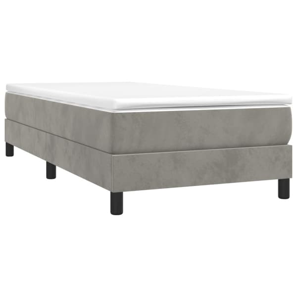 Boxspring-sängram ljusgrå 90x200 cm sammet