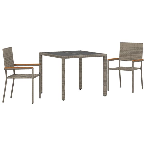 Trädgårdsmöbelset 3 pcs Grå konstrotting