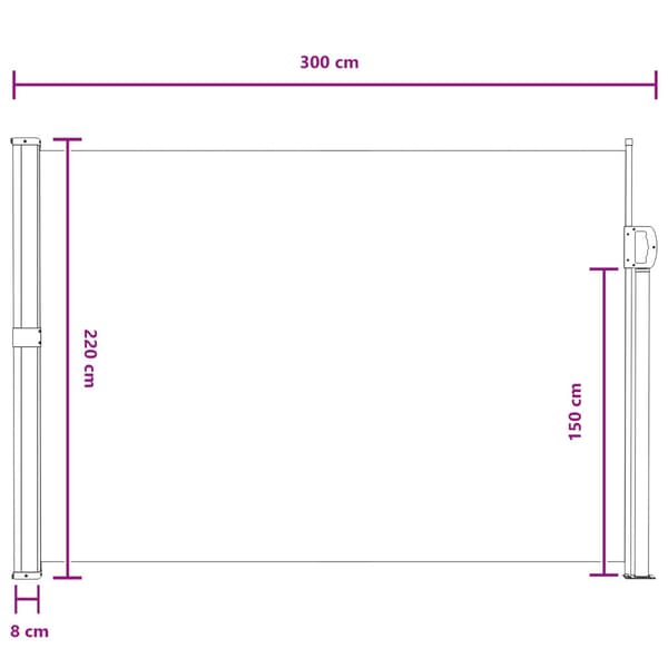 Utfällbar sidomarkis Sand 300 x 220 cm Polyester