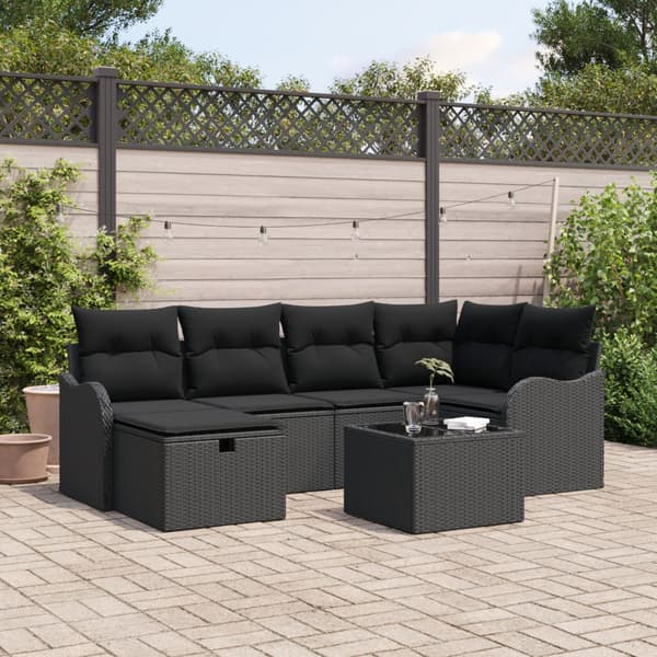 Trädgårdsoffset 7 st Poly rattan