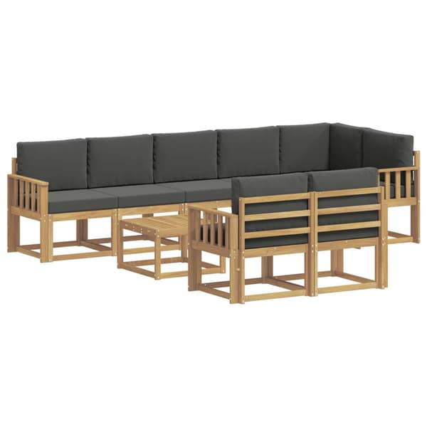 Utomhussoffset med kudde 9 pcs Vit och antracit Polyester
