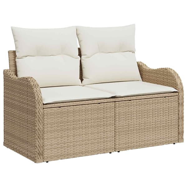 Soffset 6 st Beige och krämvit Poly Rattan och stål