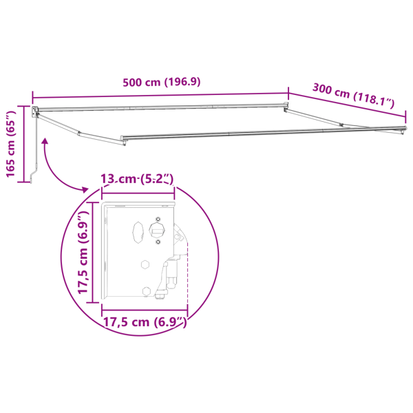 Markis Vit 500 × 300 cm Polyester och metall