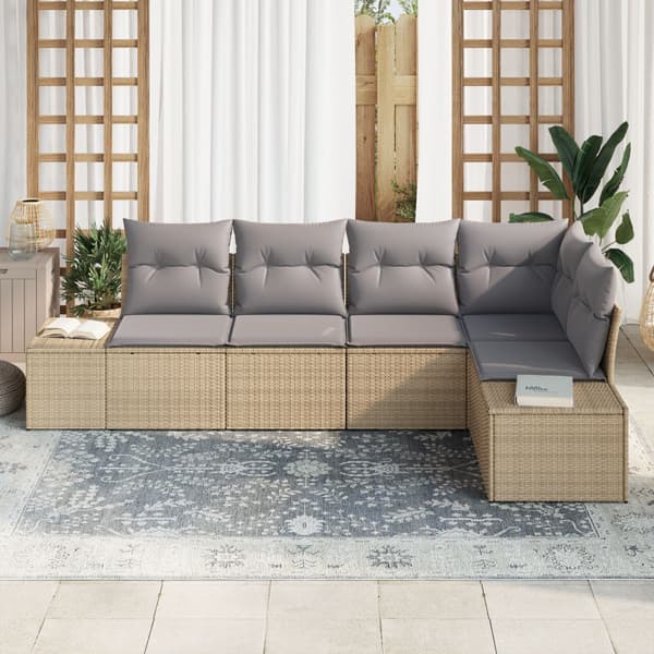 Trädgårdsoffset 5 pcs Beige konstrotting