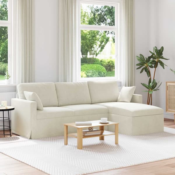 Soffa Kräm 228 x 134 x 80 cm Sammet