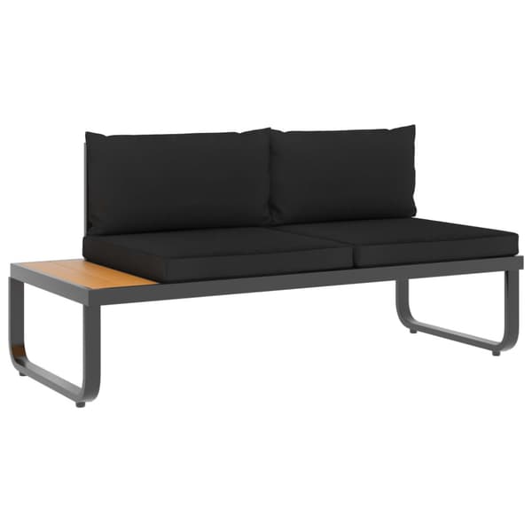 Hörnsoffa set med dynor 4 delar aluminium och WPC