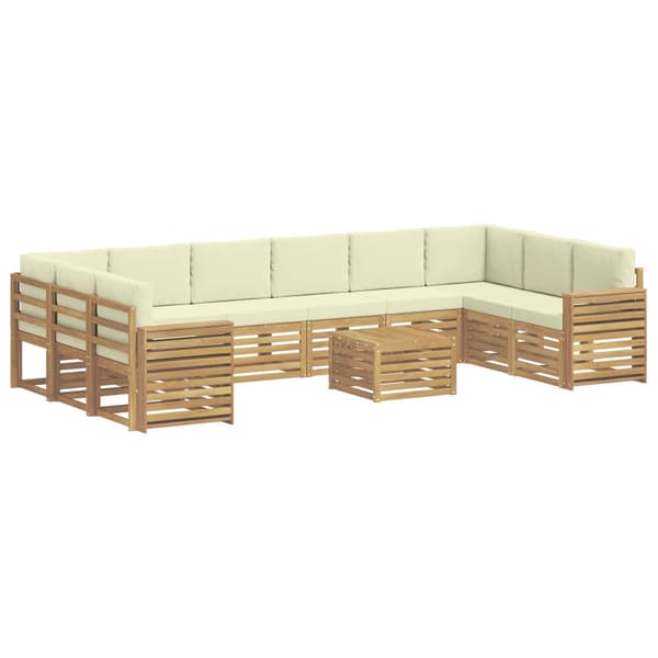 Utomhussoffset 11 pcs Vit och grädde 59 x 59 x 37 cm Polyester