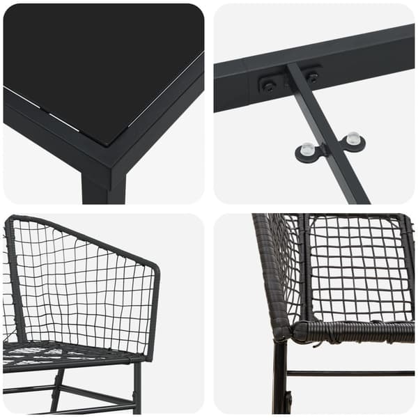 Trädgårdsmöbelset 9 pcs Svart konstrotting