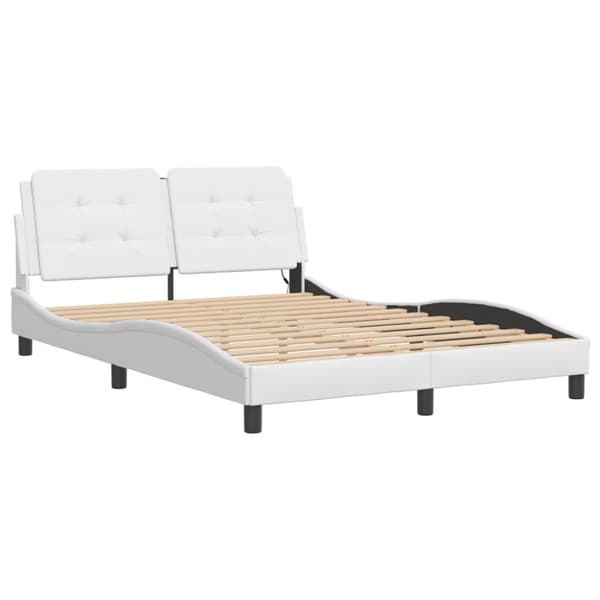 Bed Frame with LED without Mattress "Zadar" White 140x200 cm