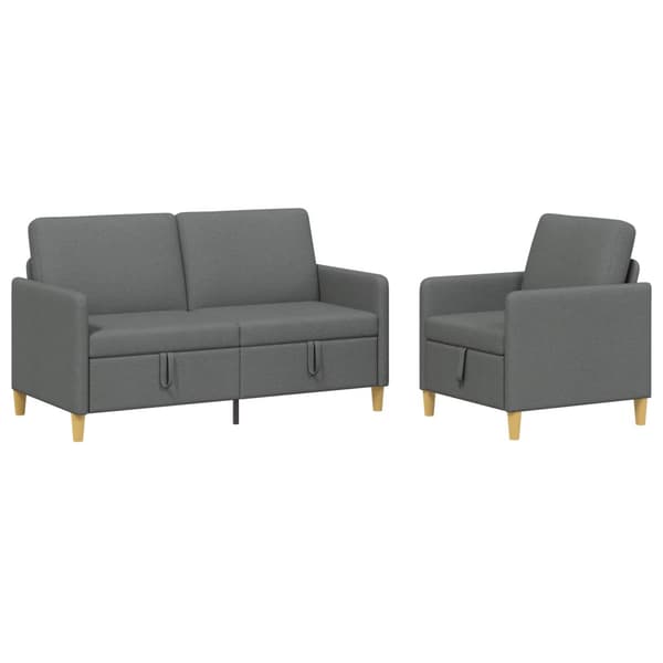 Soffgrupp med förvaring 2 pcs Mörkgrå Polyester