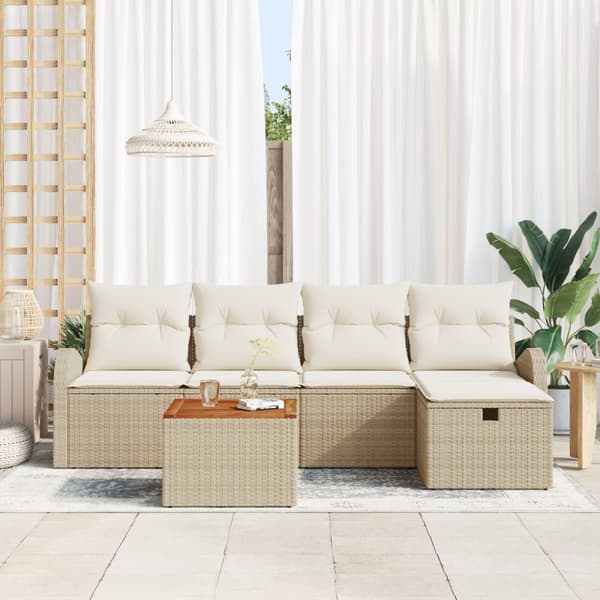 Trädgårdsoffset 6 st Beige konstrotting