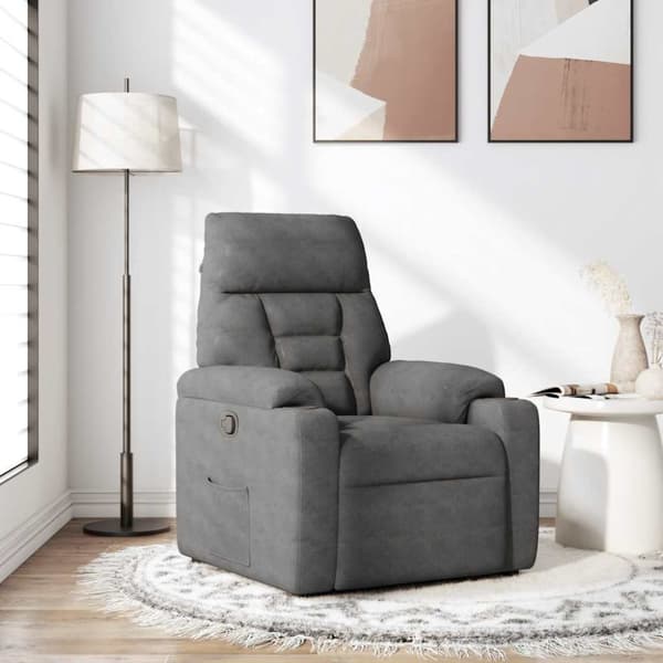 Reclinerfåtölj mörkgrå mikrofibertyg